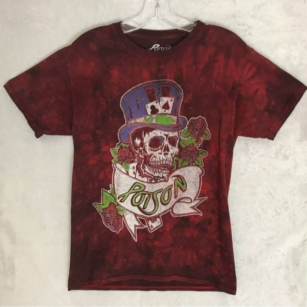 Retro Poison Band Concert Shirt Medium 38-40 Dragging the Cat Tour 1987‎ Tie-Dye